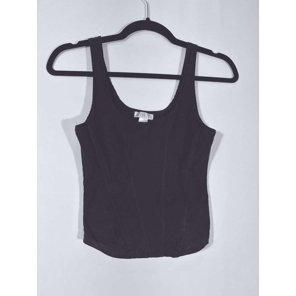 Goth Grunge Revamped Corset Seam Tank Top Women Small Black